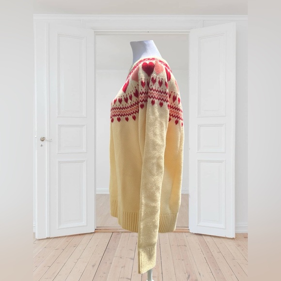 NWT Kiel James Patrick Heartwarmer in Ivory Pink Red Heart Wool Sweater XL - Picture 11 of 12